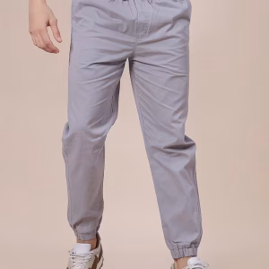 men solid mid rise regular fit jogger